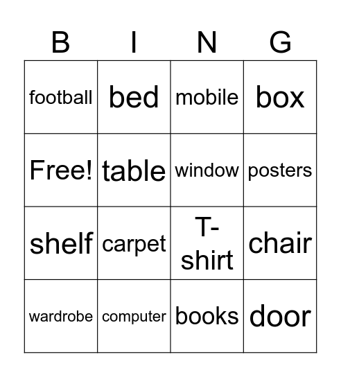 Bedroom Bingo! Bingo Card