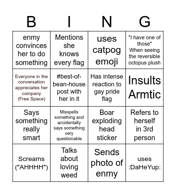 primsnake convo bingo Card