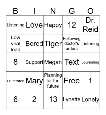 Healthy Living Bingo Card