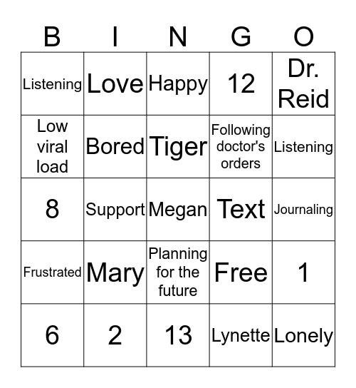 Healthy Living Bingo Card