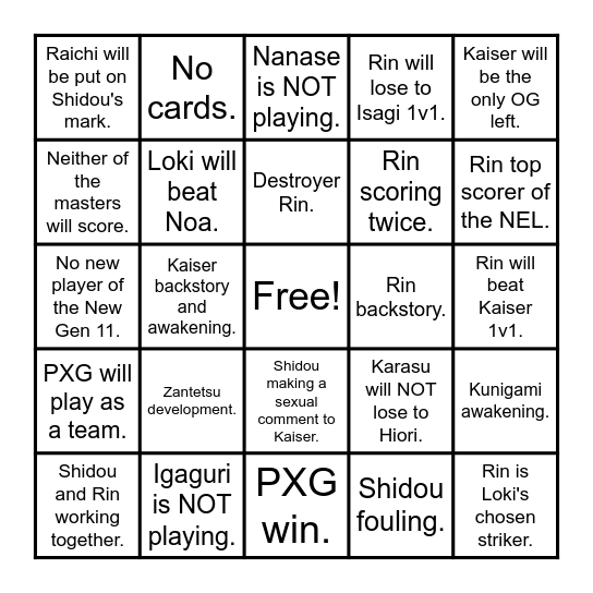 PXG match delusions (or is it?) Bingo Card
