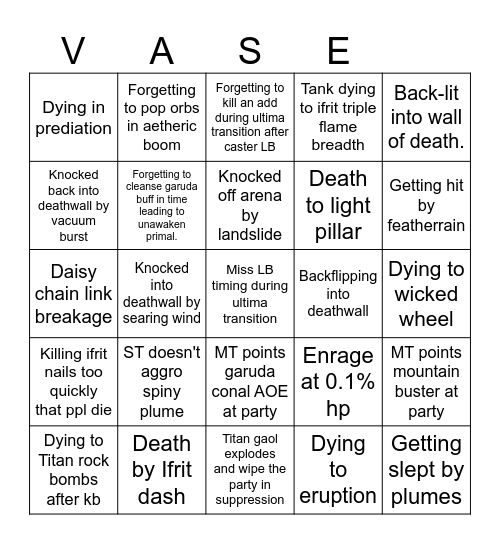 Vase Corp UWU Bingo Card