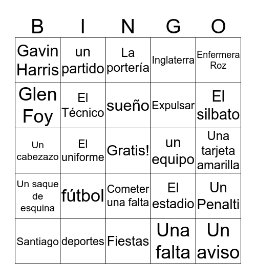 Gol! El Sueño Imposible. Bingo Card