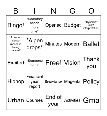 Dynamic GMA Bingo Card