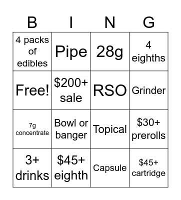 Selling Bingo Card