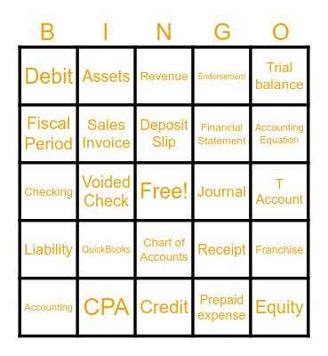 Halloween Accounting Bingo Card