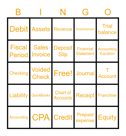 Halloween Accounting Bingo Card