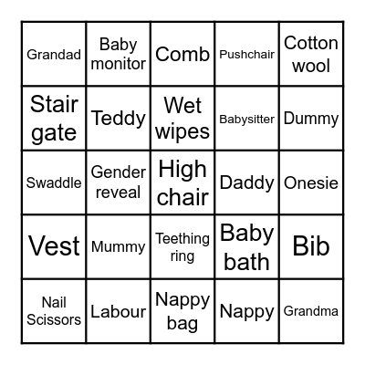 Baby bingo Card