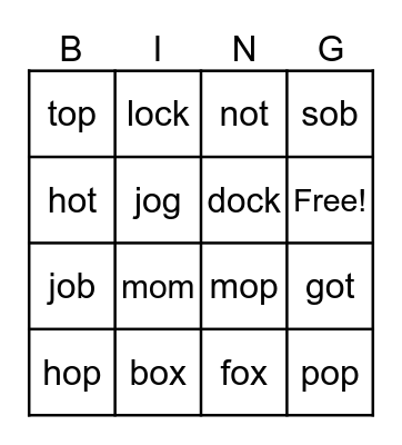 Short O BINGO Card