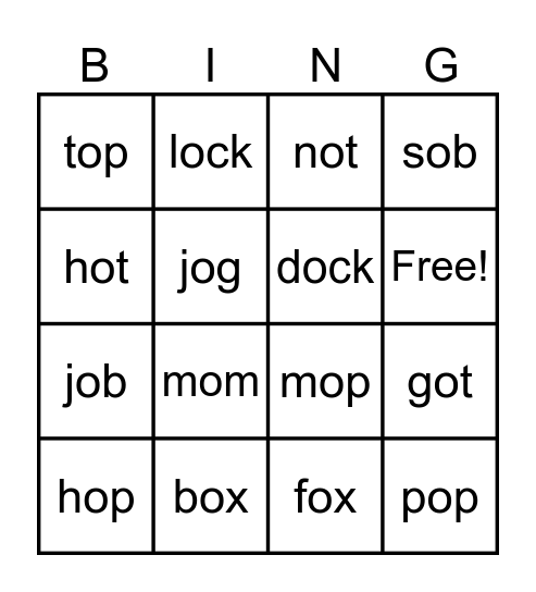 Short O BINGO Card