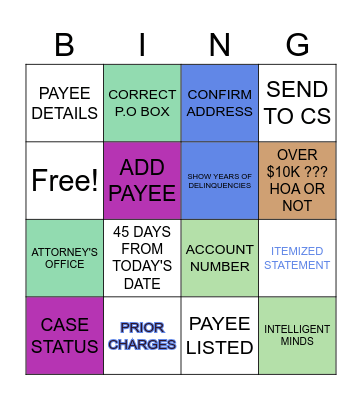 HOA Bingo Card