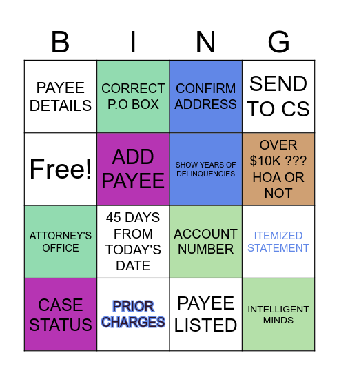 HOA Bingo Card