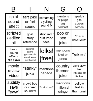 kurty connor bingo Card