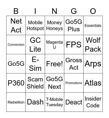 T-Mo VR Bingo Card