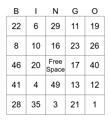 Addition Bingo  Bingo Card