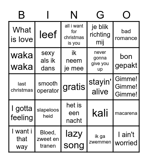 muziek bingo Card