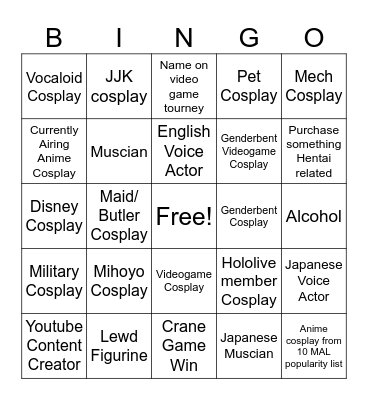 AWA 2023 Bingo Card