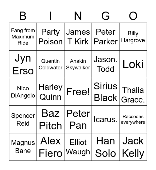 Kinnie Bingo Card