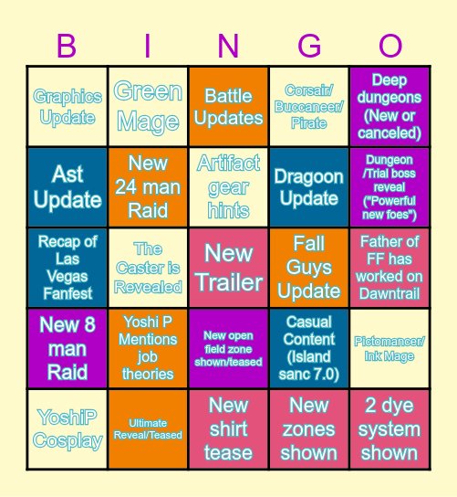 Dawntrail EU Fanfest Bingo Card