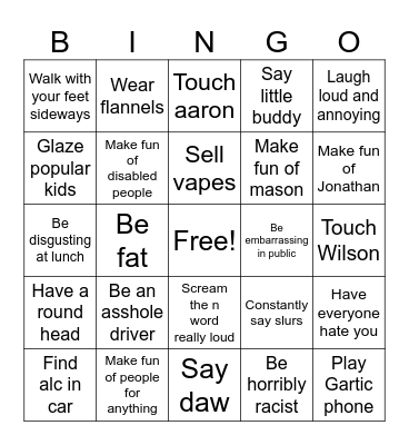 Stephen bingo Card