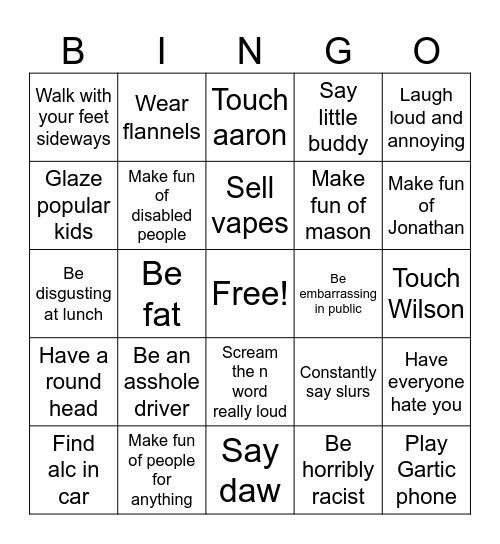 Stephen bingo Card