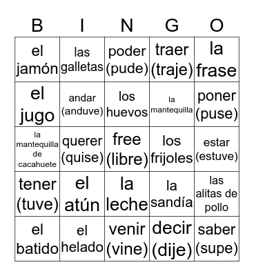 es la hora de bingo en lińea Bingo Card