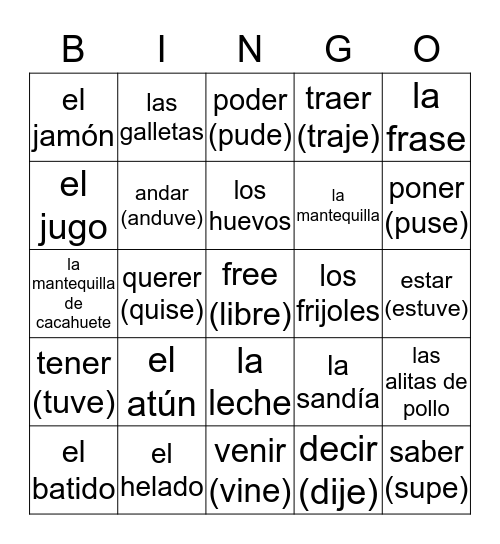 es la hora de bingo en lińea Bingo Card