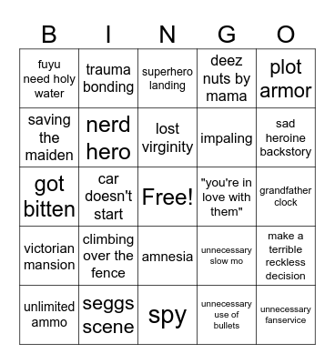 Underworld Bingo Card