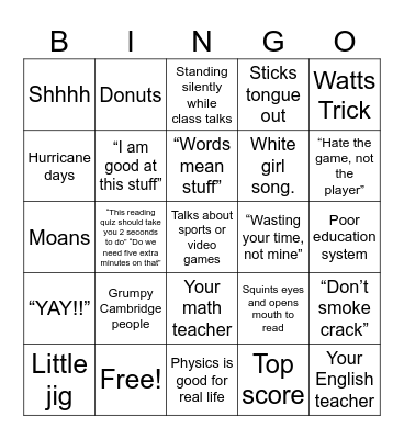 Watts Bingo Card