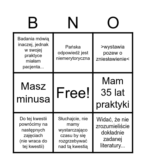 Co odpowie Widera na zarzuty? Bingo Card