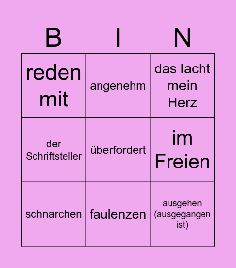 das rosa Pony Bingo Card