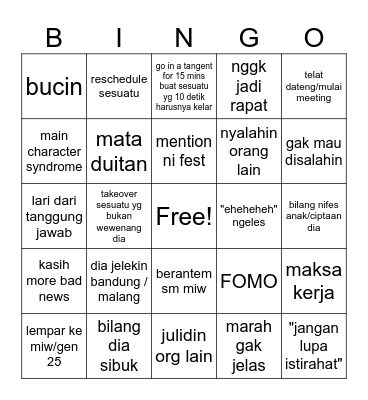 Rapat 23/10 Bingo Card