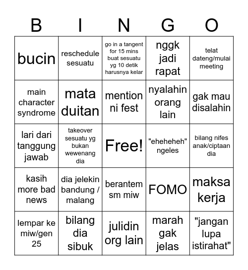 Rapat 23/10 Bingo Card