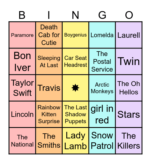 Owen’s Music Bingo :) Bingo Card