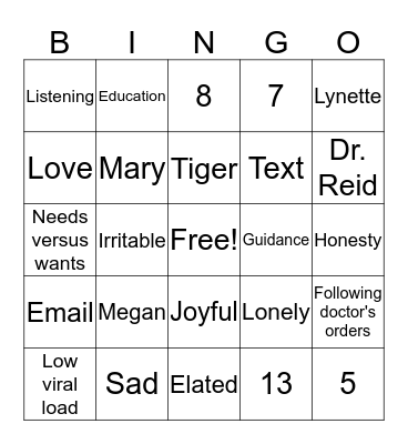 Healthy Living Bingo Card