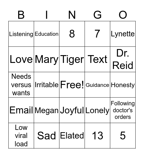 Healthy Living Bingo Card