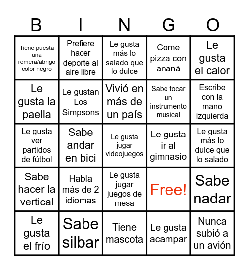 ¡Bingo! Bingo Card