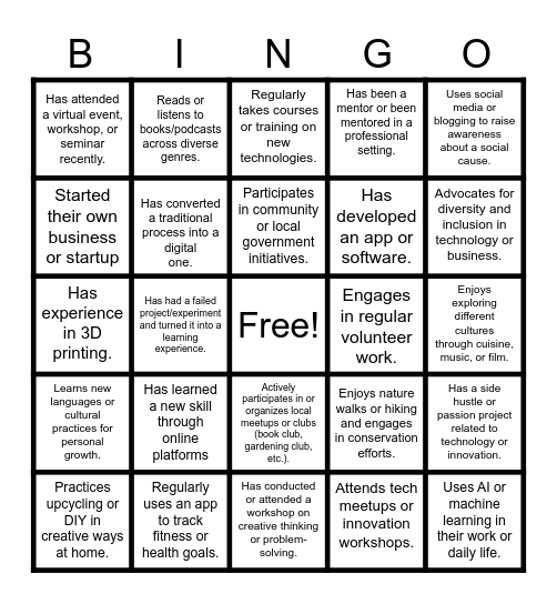 Innovation Everywhere Bingo Card