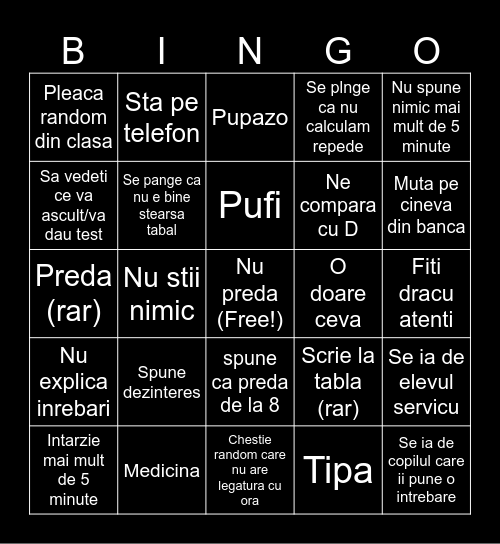 CHIMIE Bingo Card