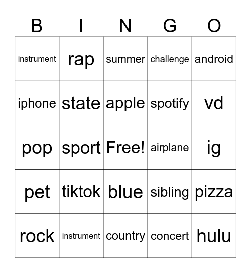 Untitled Bingo Card