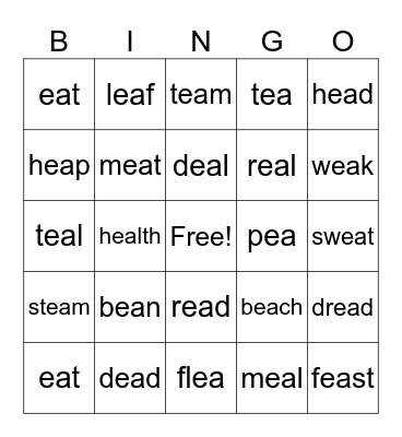 7.3 EA sounds Bingo Card