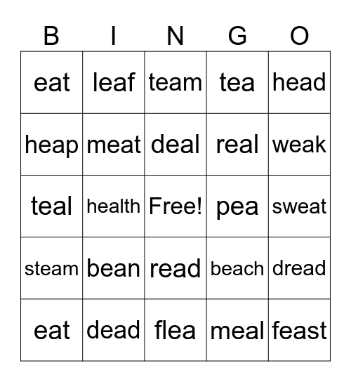 7.3 EA sounds Bingo Card