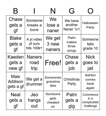 Naners Bingo 2024 Bingo Card