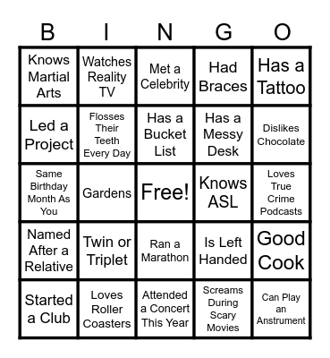 ICE BREAKER BINGO Card