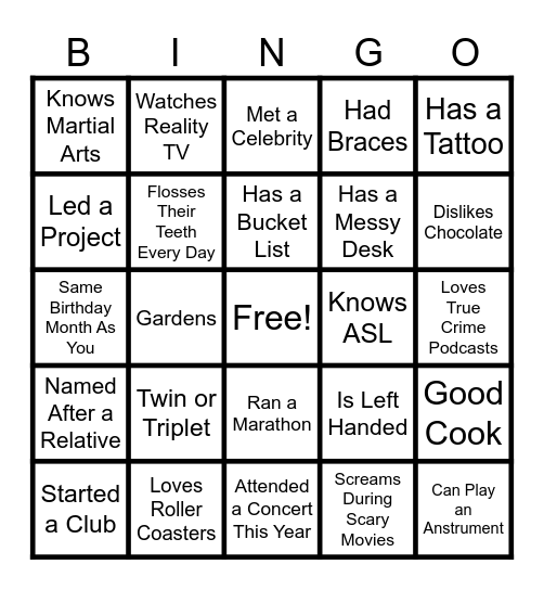 ICE BREAKER BINGO Card