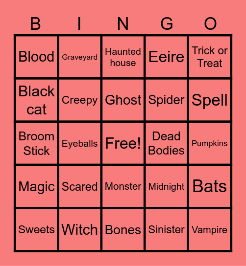 Spooky Bingo Card