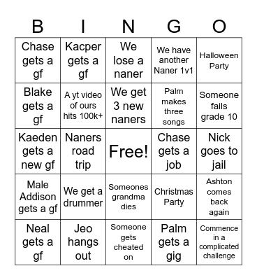 Naners Bingo 2024 Bingo Card