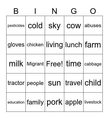 Human Rights Bingo Card