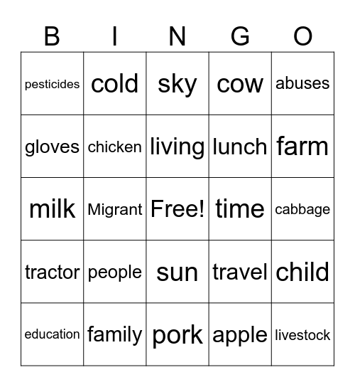 Human Rights Bingo Card