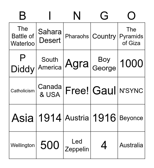 1102 GM 4 1 line Bingo Card